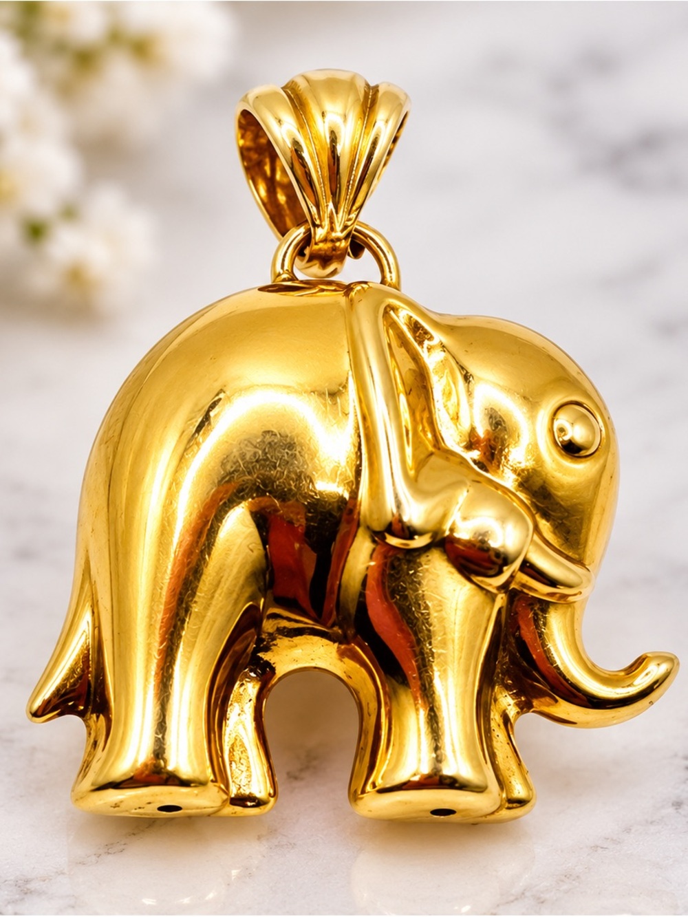Vintage 18K Gold 750 Elephant Pendant Multicolor Gemstones 9.22g - Picture 2 of 9